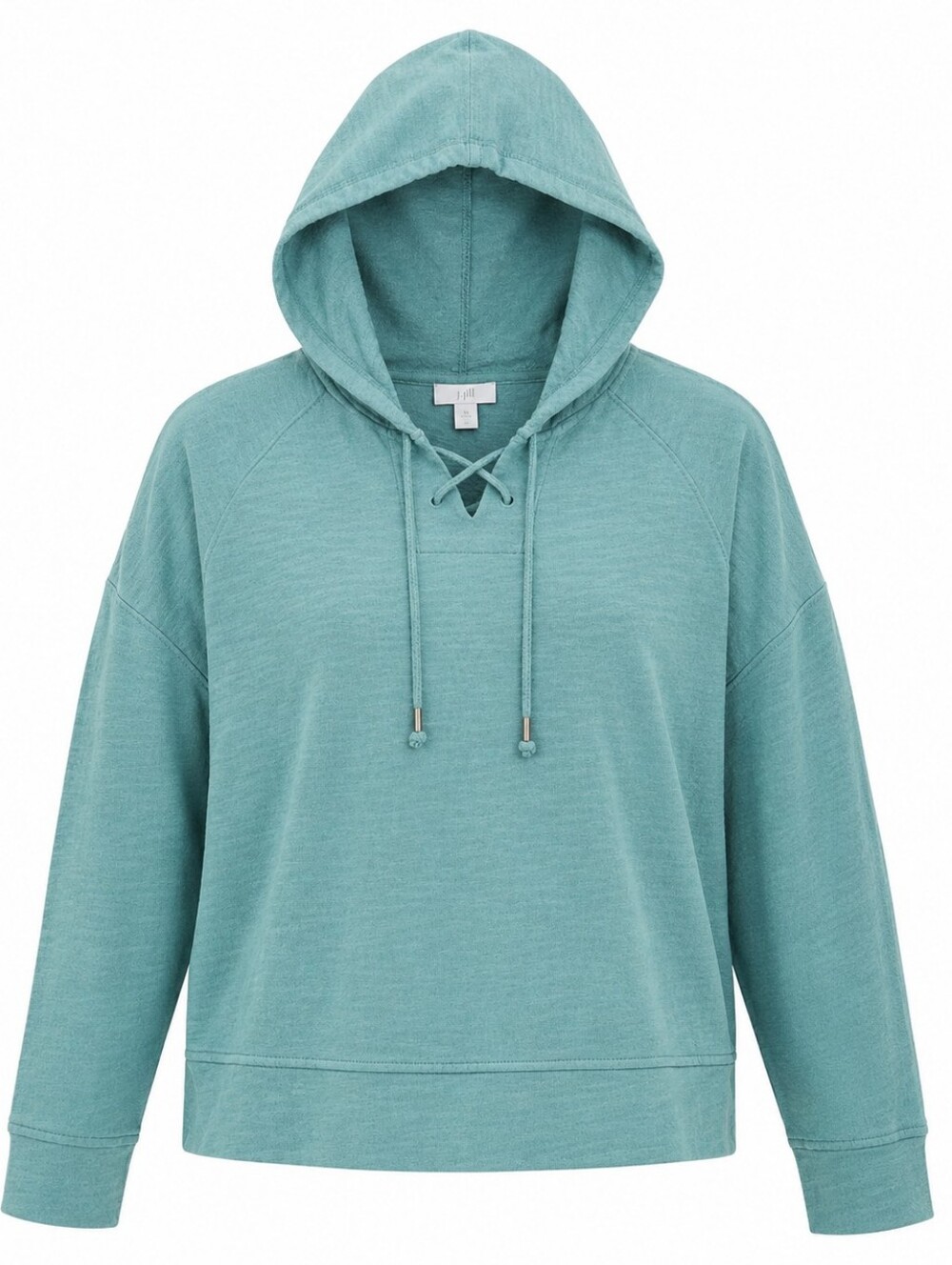 J. JILL |‎ Teal Cotton Lace Up V Neck Boxy Relaxed Lounge Hoodie Sweatshirt | XL